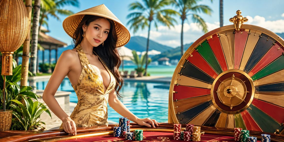 Khung cảnh Lucky Draw tại Nha Trang với hình ảnh nón lá đặc trưng